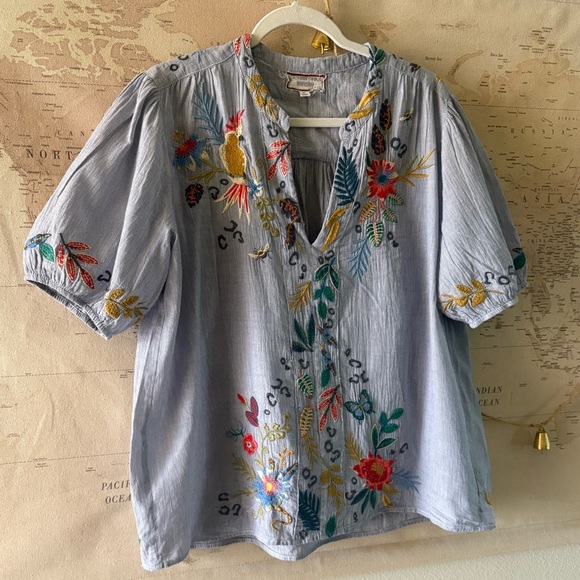 Johnny Was Indraa Puff Sleeve Effortless Blouse Size Medium - Picture 3 of 12